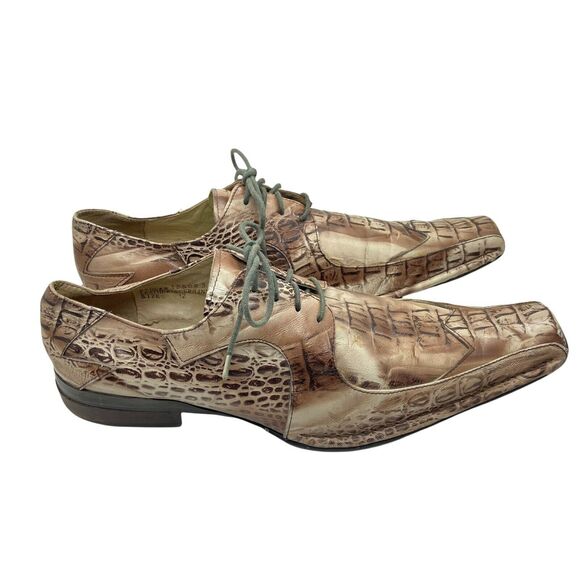 Oxford Dress Shoes Vintage Giavanni Express Men Cream Brown Leather Funky SZ 12 main image 11